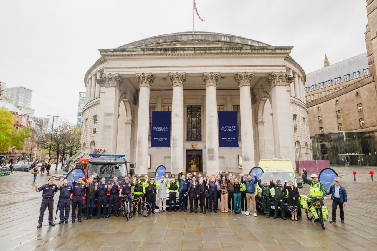 Team Gratitude Games launch photo in Manchester 2025